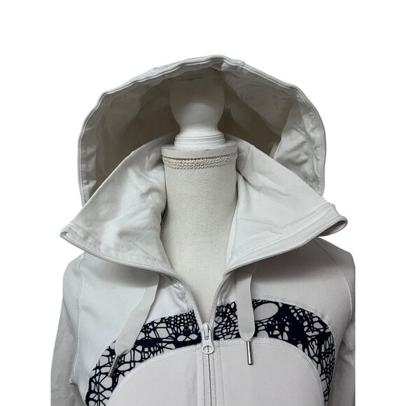 Lululemon Womens White Scuba Hoodie Zip Up Jacket Sz 4 Zip Pockets Logo Hardware - Picture 10 of 15